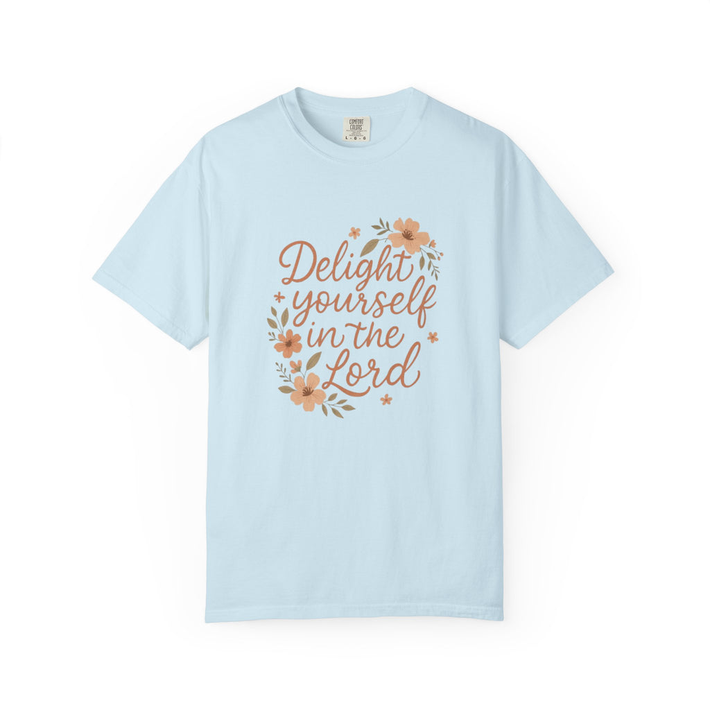 Delight Yourself in the Lord Christian T-Shirt - Psalm 37:4 Floral Comfort Colors Tee
