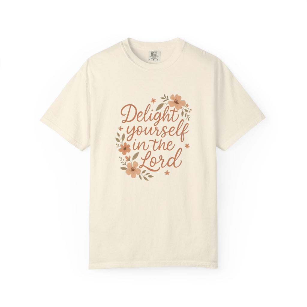 Delight Yourself in the Lord Christian T-Shirt - Psalm 37:4 Floral Comfort Colors Tee