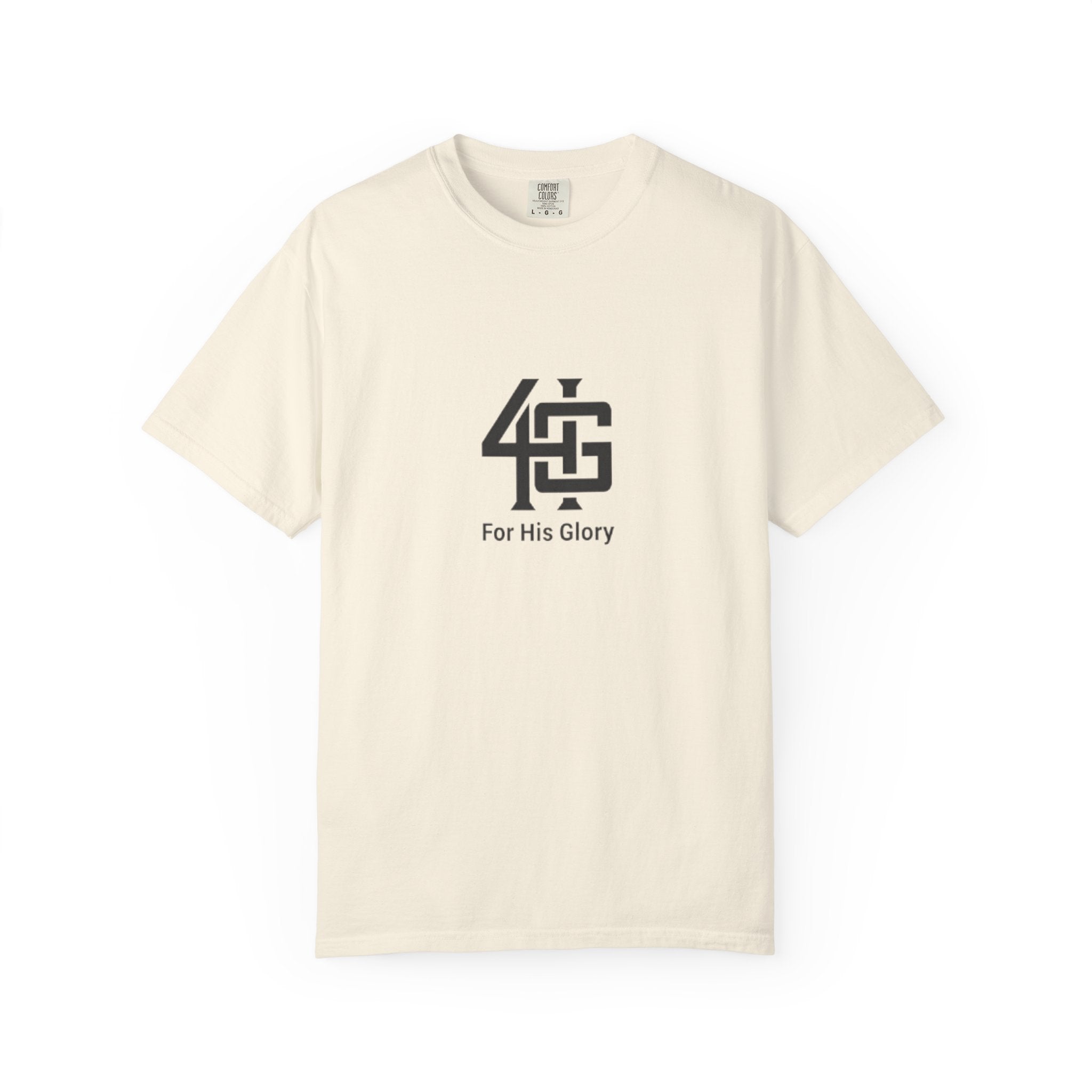 4HG logo on an ivory shirt
