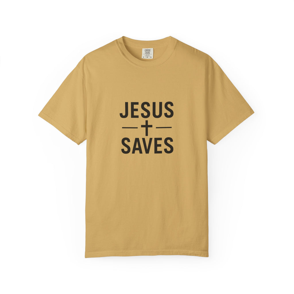 Jesus Saves Christian T-Shirt - Garment Dyed Gospel Faith Tee