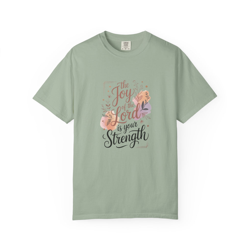 Joy of the Lord Christian T-Shirt - Nehemiah 8:10 Floral Faith Tee