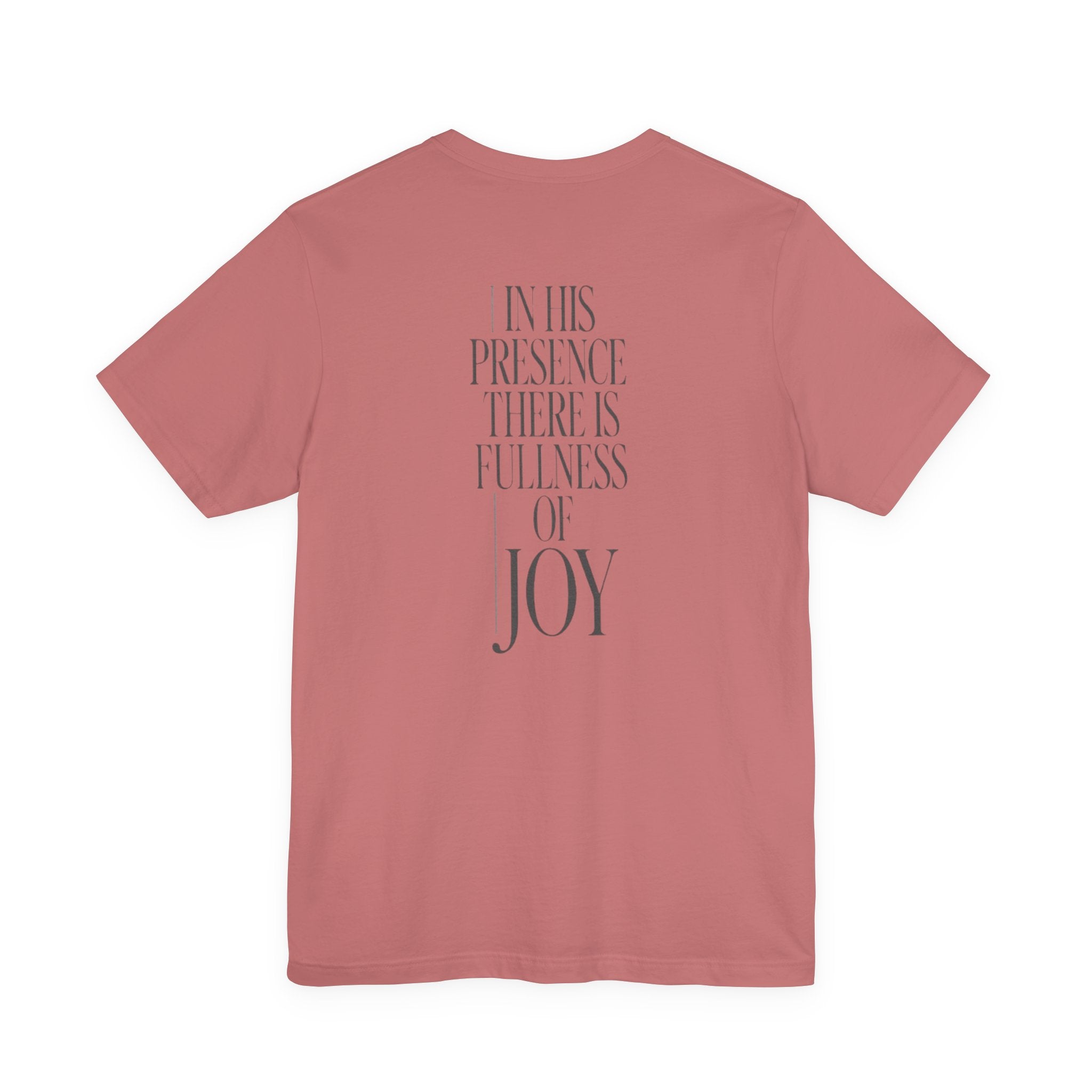 Pink t-shirt with text on the back on a white background