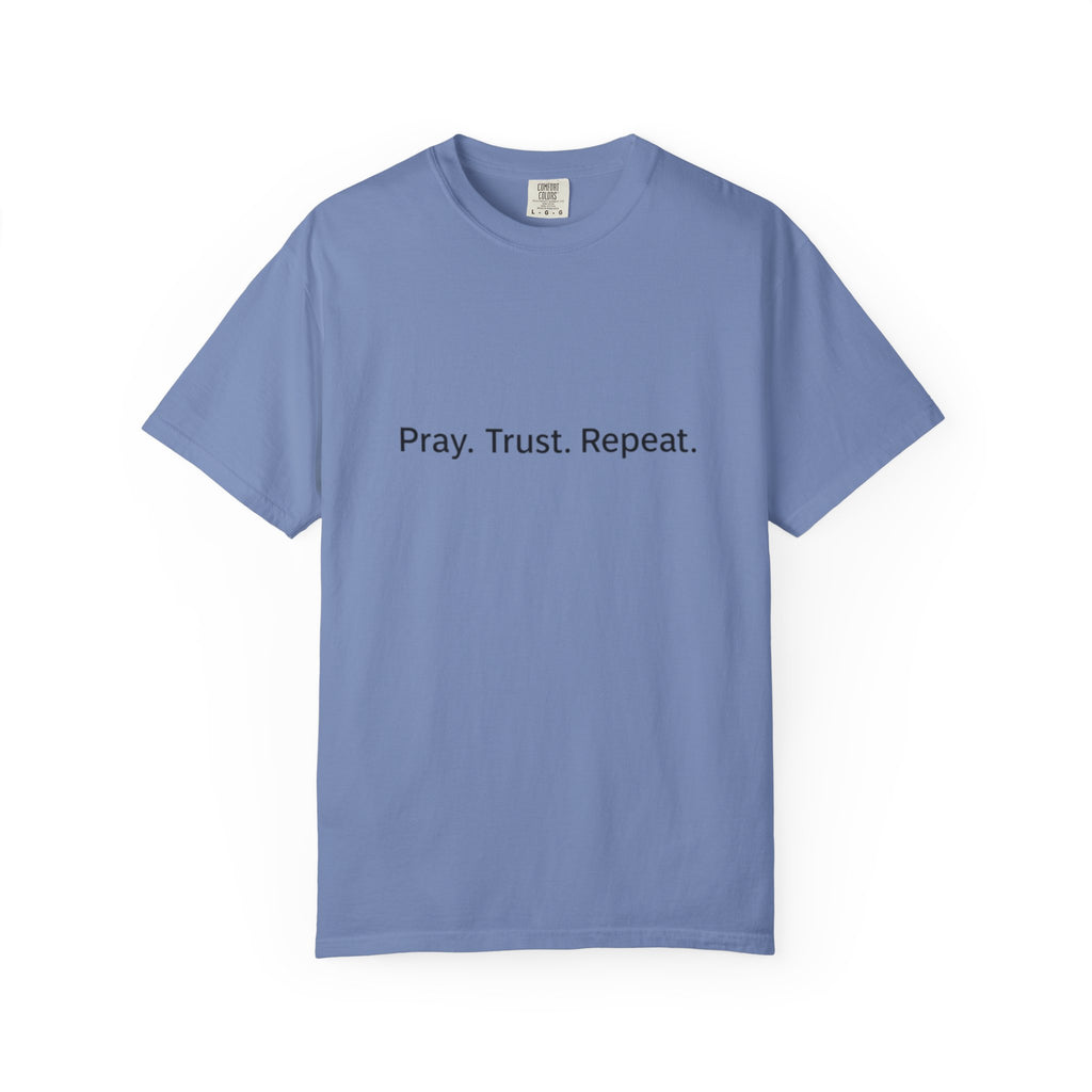 Pray Trust Repeat Christian T-Shirt - Faith Rhythm Tee