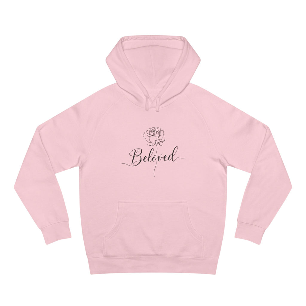 Beloved Rose Hoodie — Minimal Script Floral Pullover Sweatshirt