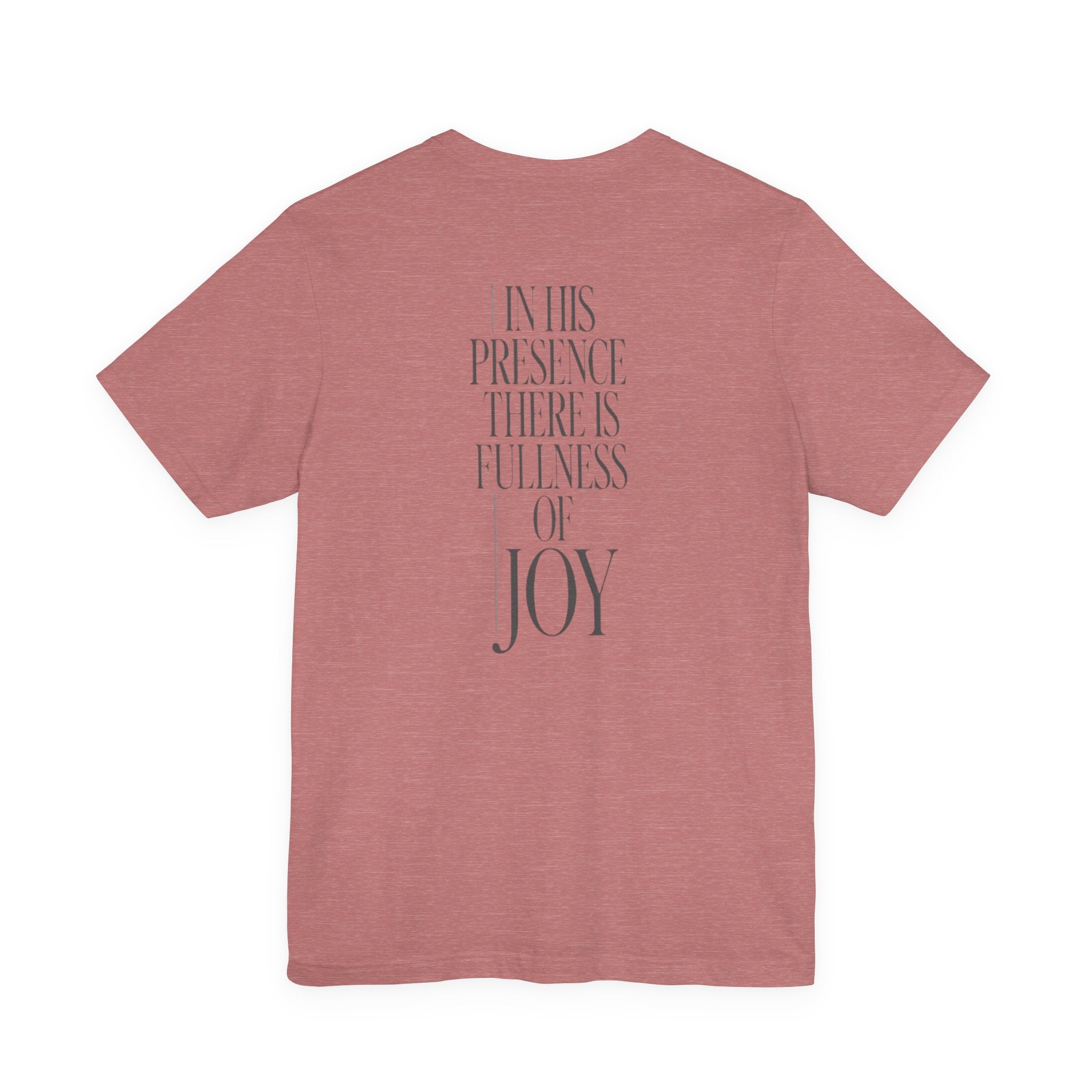 Pink t-shirt with text on the back on a white background