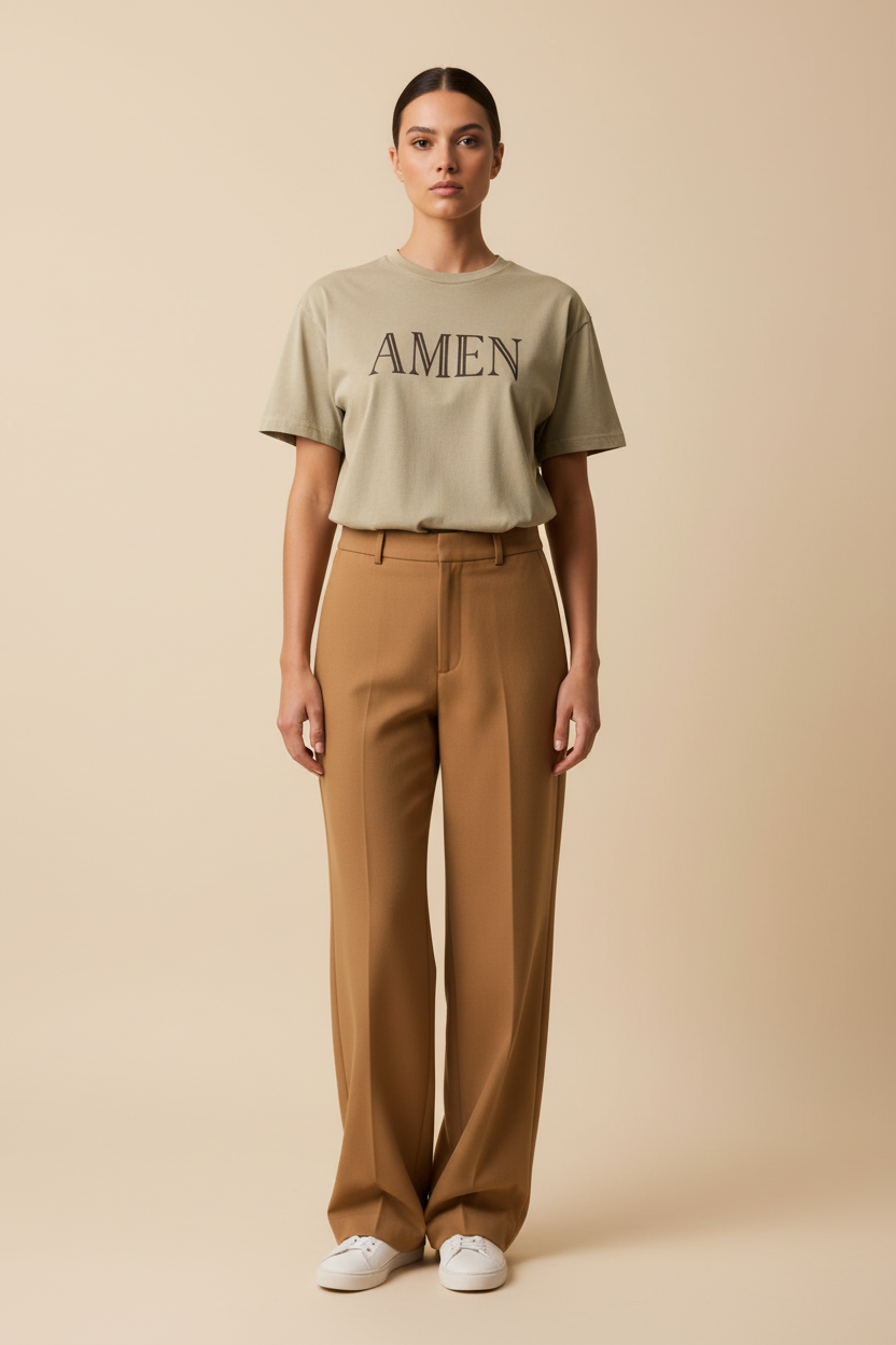AMEN Sand Tee - Female Vogue Mockup