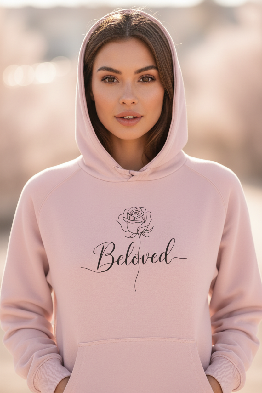 Beloved Hoodie (Blush Pink) — Luxury Cinematic Female Editorial