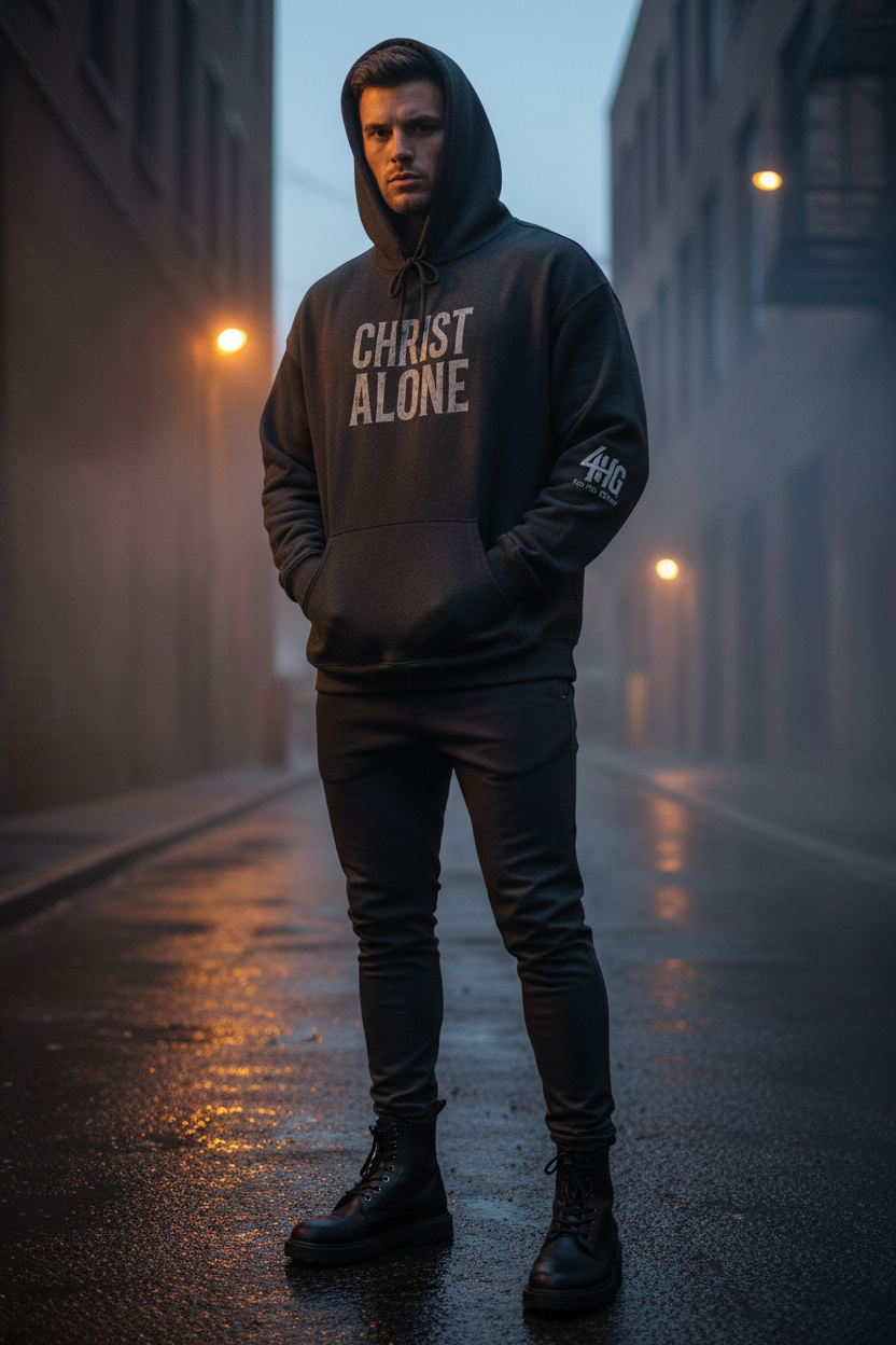 Christ Alone Hoodie - Male GQ Mockup
