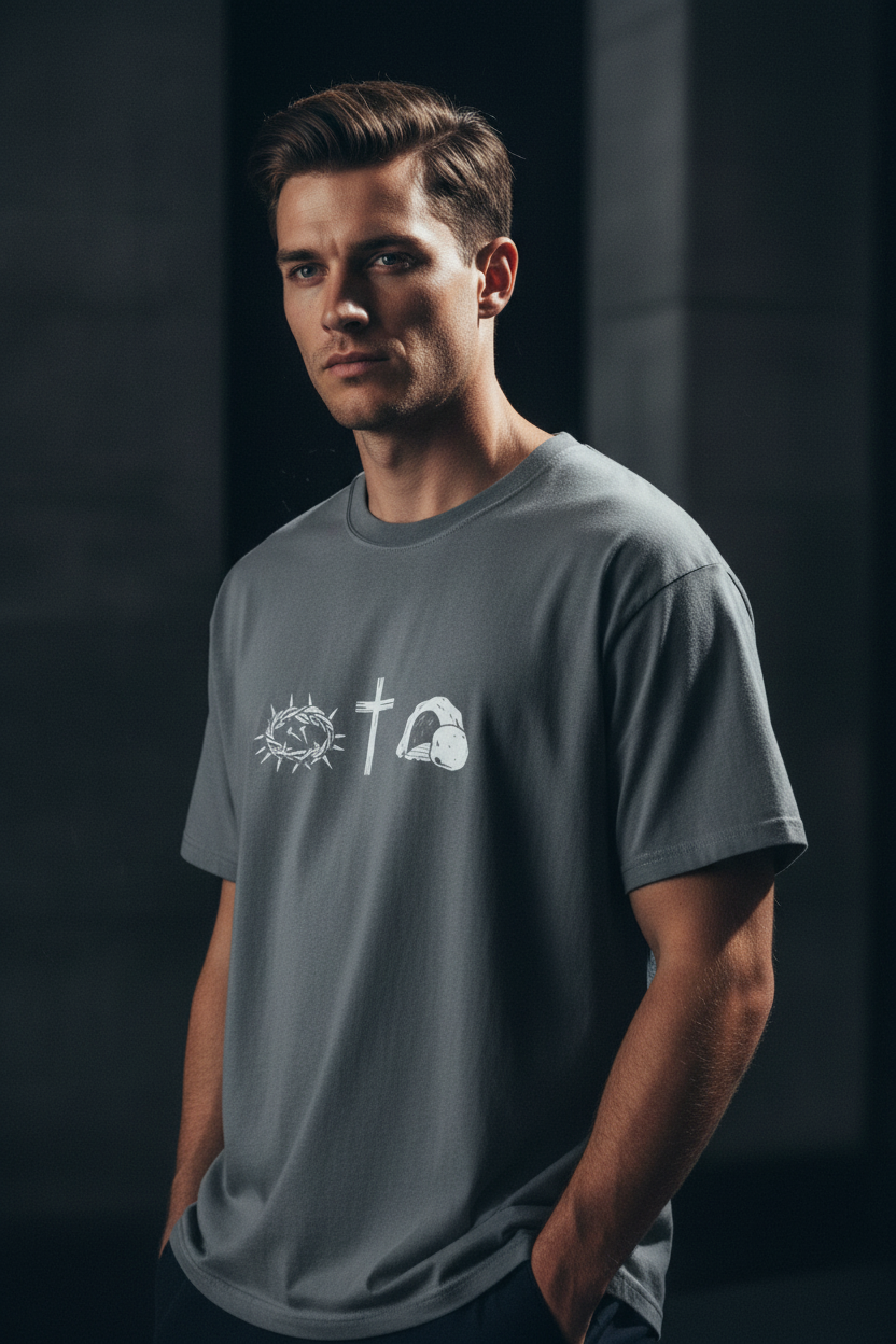 Christian Cross & Crown of Thorns — Luxury Fashion Male Mockup