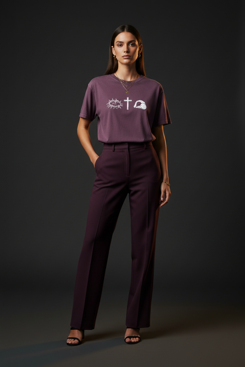 Crown Cross Tomb Berry - Female Vogue Mockup