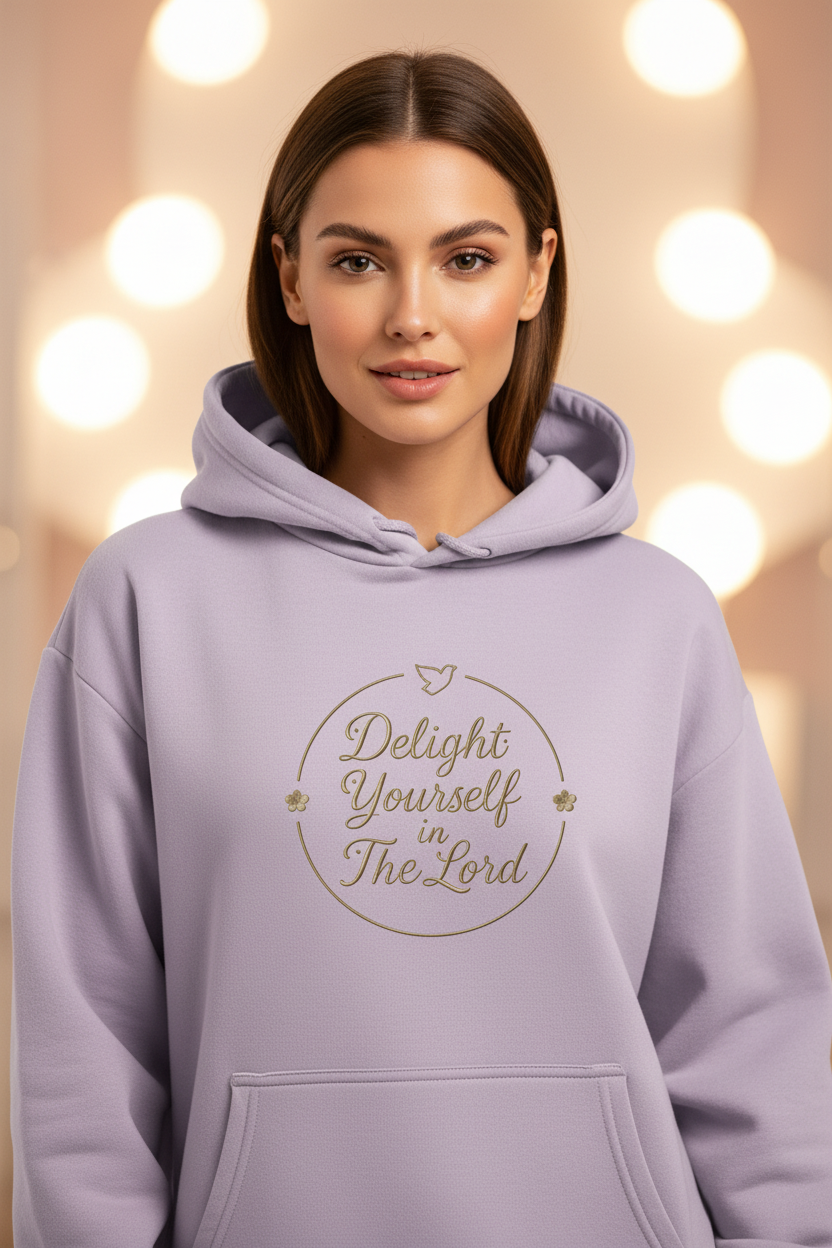Delight Yourself in The Lord Hoodie (Lavender) — Luxury Cinematic Female Editorial