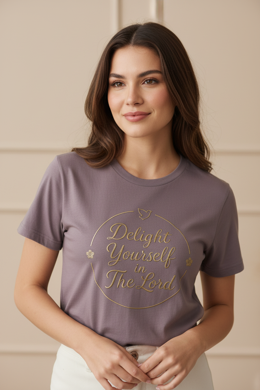 Delight Yourself in the Lord Tee — Female Mockup