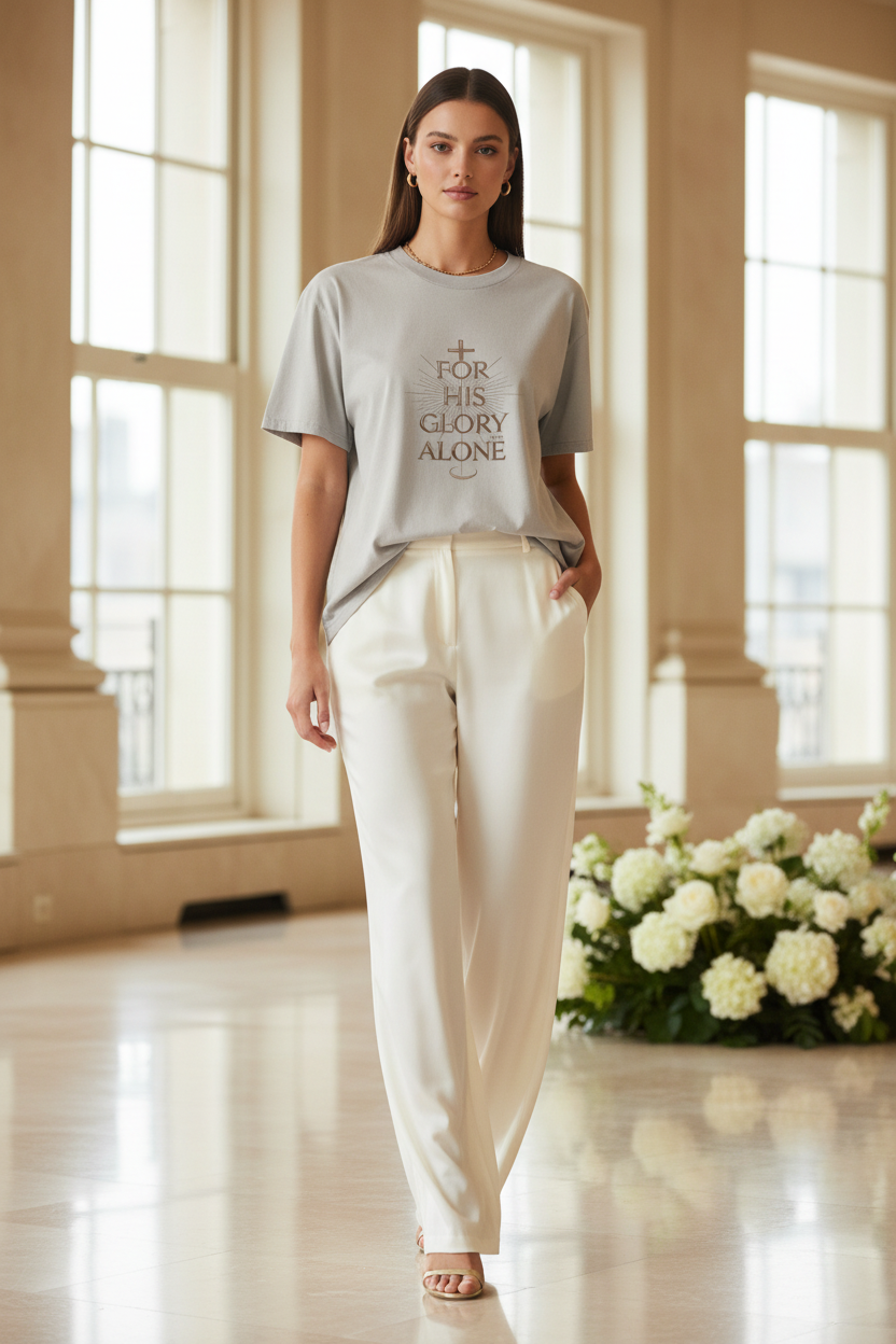For His Glory Alone Tee (Grey) — Vogue Style Full Editorial