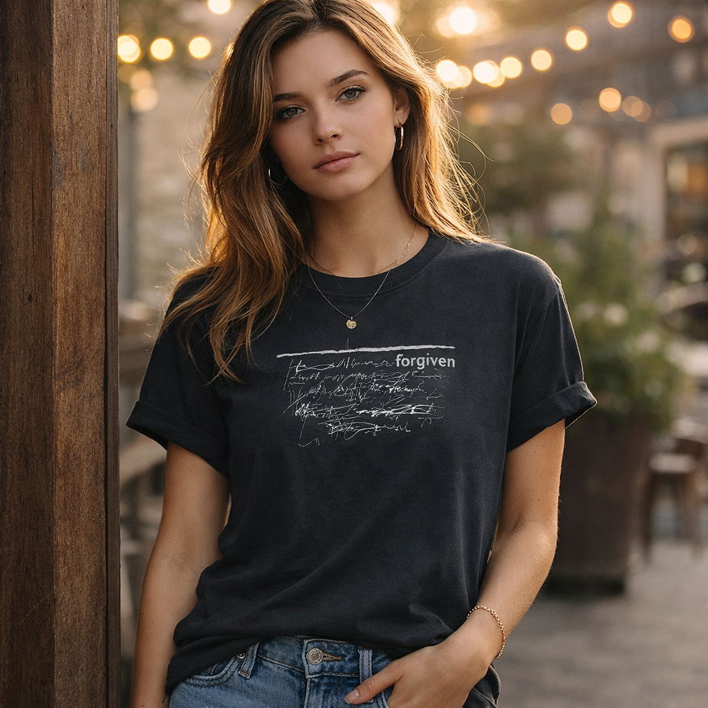 Forgiven — Men's Staple Faded Tee | White Graphic