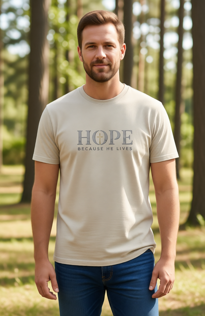 Hope Because He Lives - Heavy Faded Tee