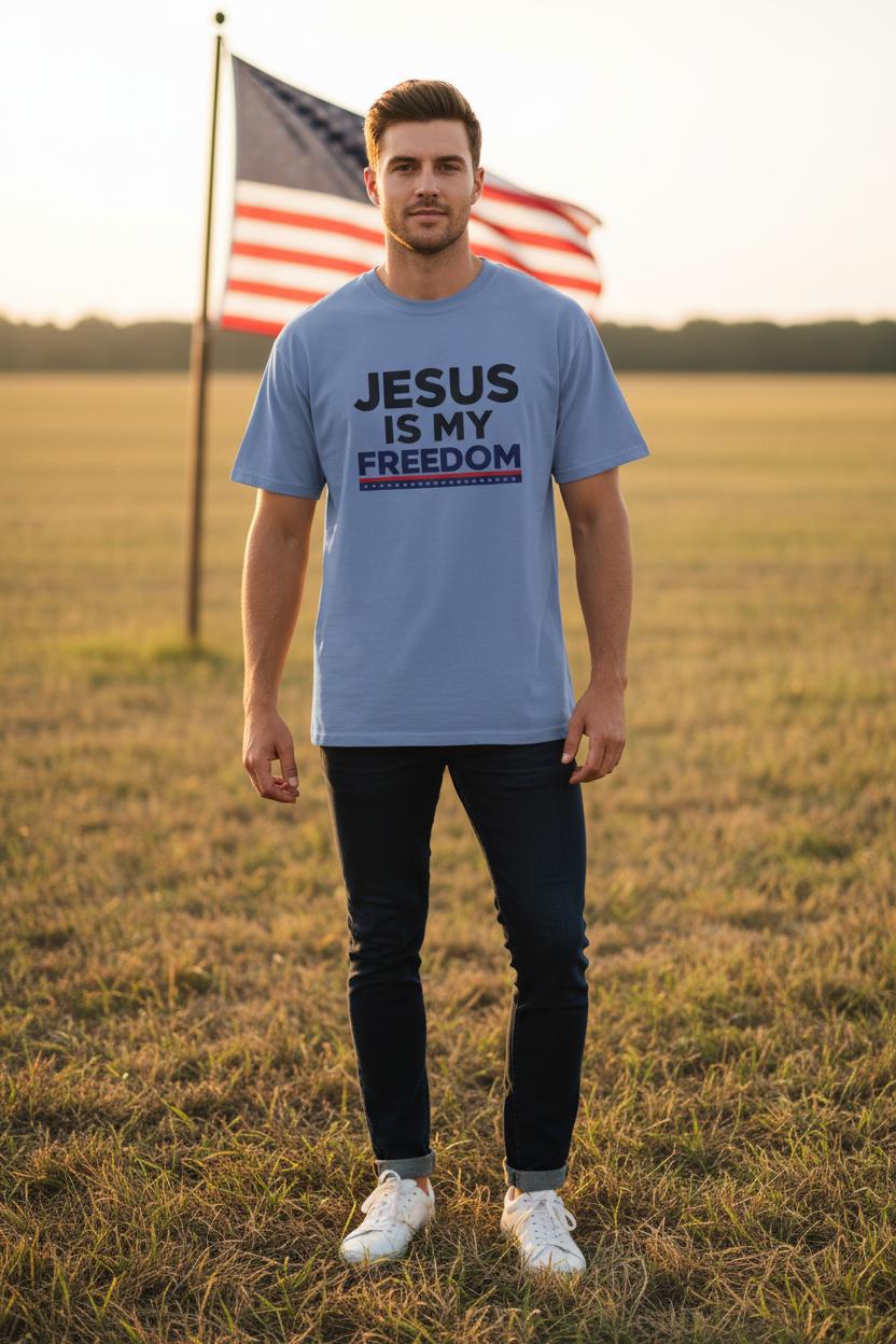 Jesus Is My Freedom - Male GQ Mockup
