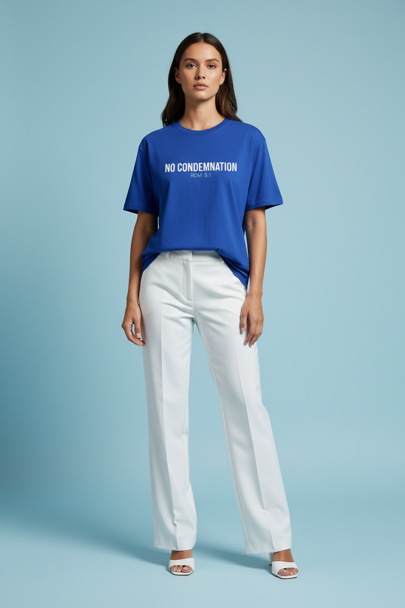 NO CONDEMNATION Royal Blue - Female Vogue Mockup
