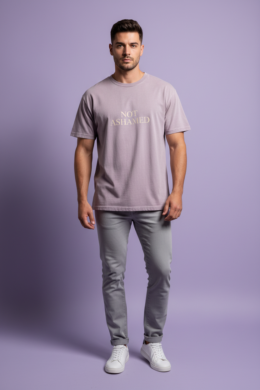NOT ASHAMED Lavender - Male GQ Mockup